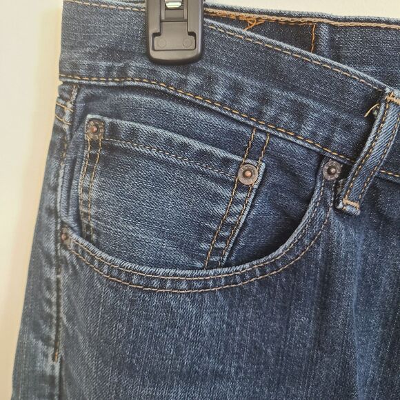 Men's Levi's 505 Regular Fit Straight Leg Jeans - 33 x 34 - Classic Blue Denim - Picture 9 of 10